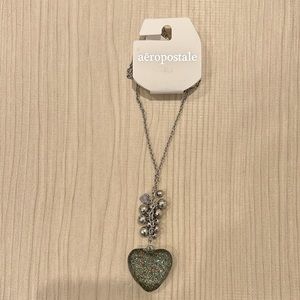 Aeropostale heart long sparkly charm chain